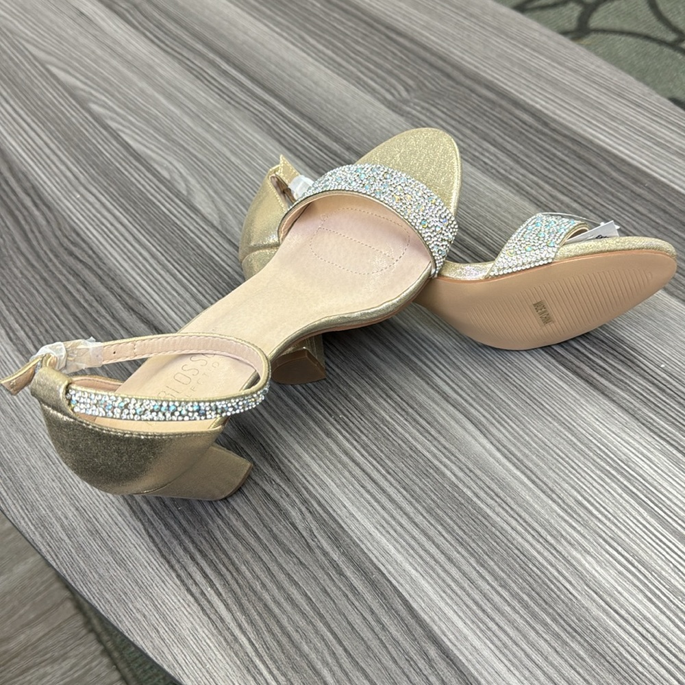 De Blossom Collection shoes designed for glamorous living nude rhinestone heels - Picture 4 of 5
